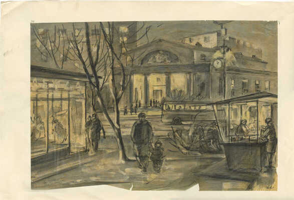 Коровяков Иван Павлович. Москва. Вид на дом культуры «Строитель» с Первомайской улицы